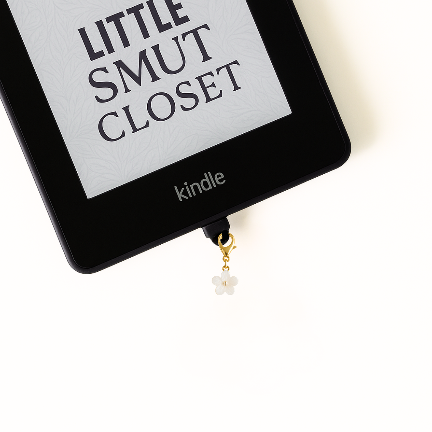 White Flower Kindle Charm