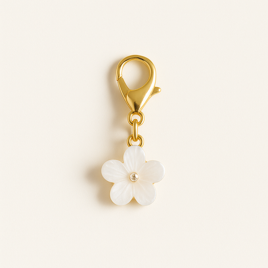White Flower Kindle Charm