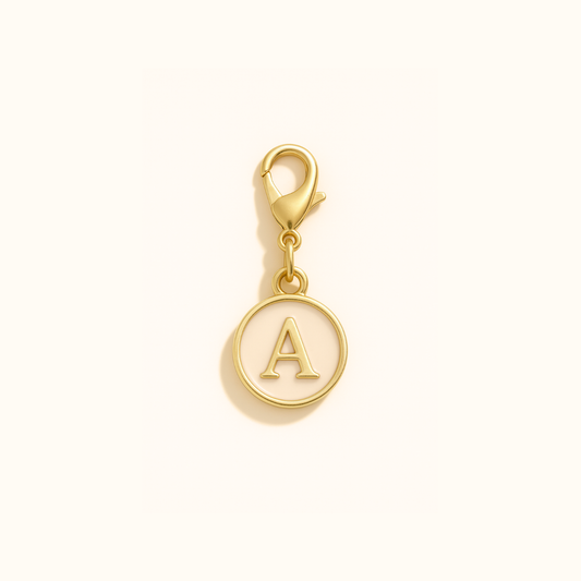 White Initial Kindle Charm