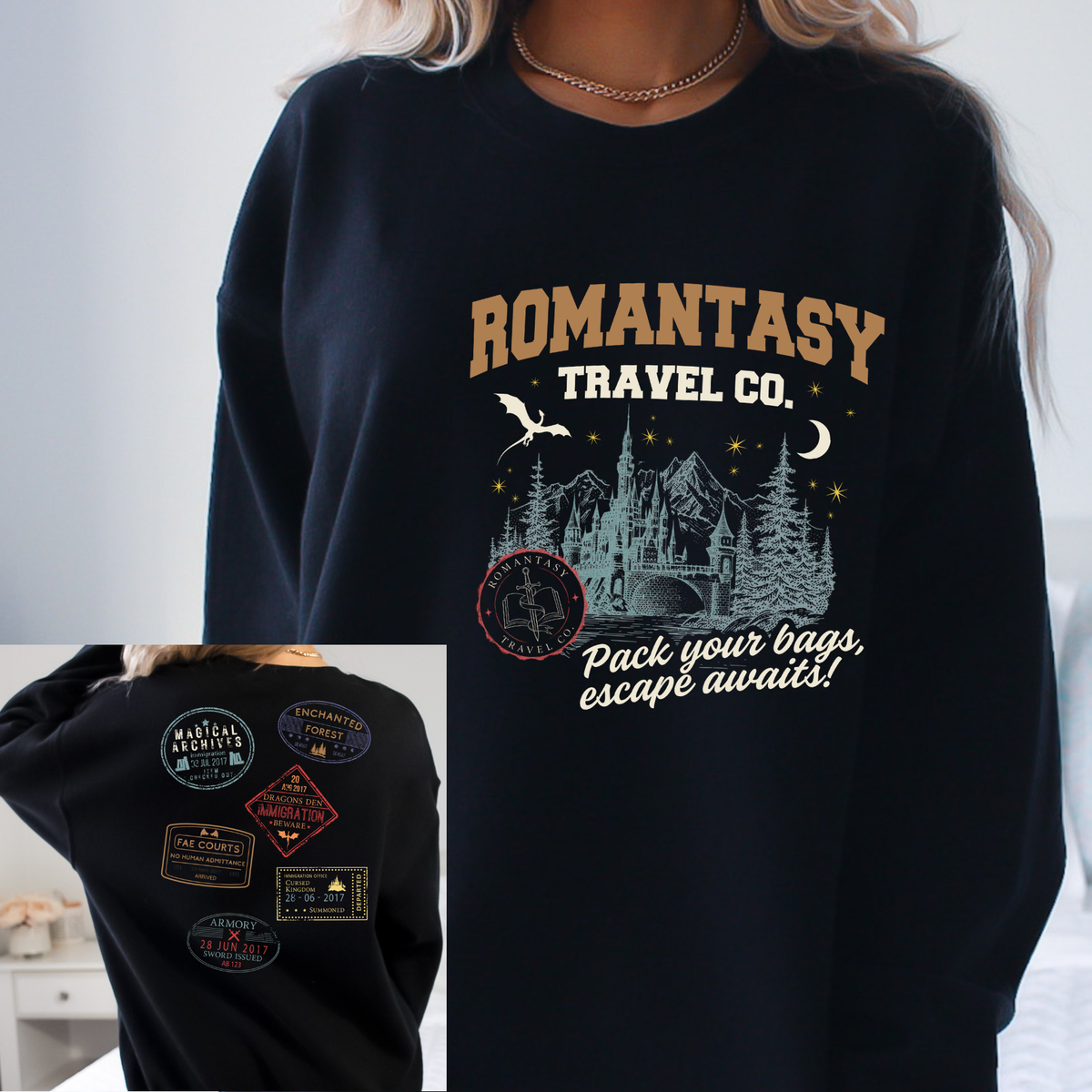 Romantasy Travel Co. Front & Back Sweathirt