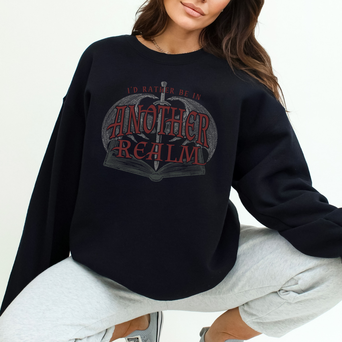 I’d Rather Be in Another Realm Romantasy Sweatshirt