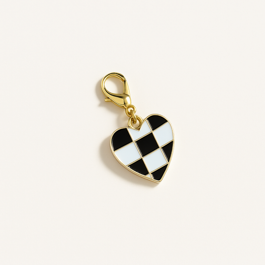 Checkered Heart Kindle Charm